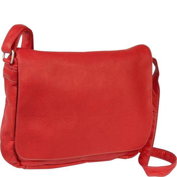 Le Donna Full Flap Over Red Leather Cross Over/ Shoulder Bag - Picture 3 of 16